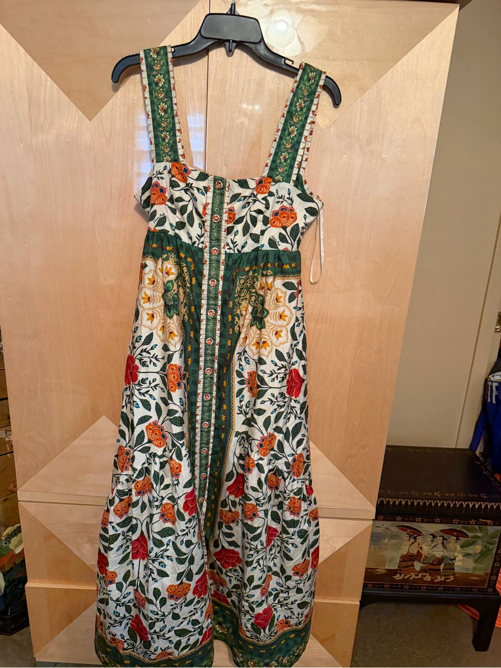 FARM Rio Cream Floral Maxi Dress with Green, Red and Orange Print - Picture 2 of 5